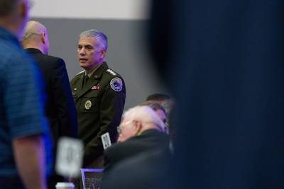 Defense Information Systems Agency Director Lt. Gen. Robert Skinner speaks at the AFCEA TechNet Cyber conference in Baltimore, Maryland, on May 2, 2023.