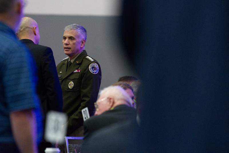 Defense Information Systems Agency Director Lt. Gen. Robert Skinner speaks at the AFCEA TechNet Cyber conference in Baltimore, Maryland, on May 2, 2023.