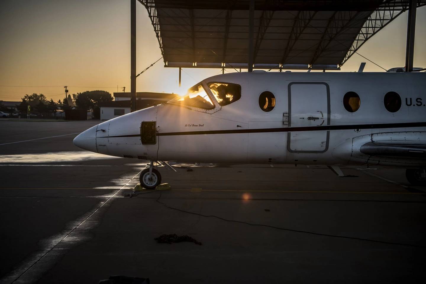 Capt. Nicholas Molby, a flight doctor at Vance Air Force Base, underwent a "triple turn" on Sept. 14, 2018, at Vance Air Force Base, Okla. Molby's first flight of the day was in a T-1A Jayhawk, the trainer aircraft for the tanker track of Specialized Undergraduate Pilot Training. (Airman 1st Class Zachary Heal/Air Force)