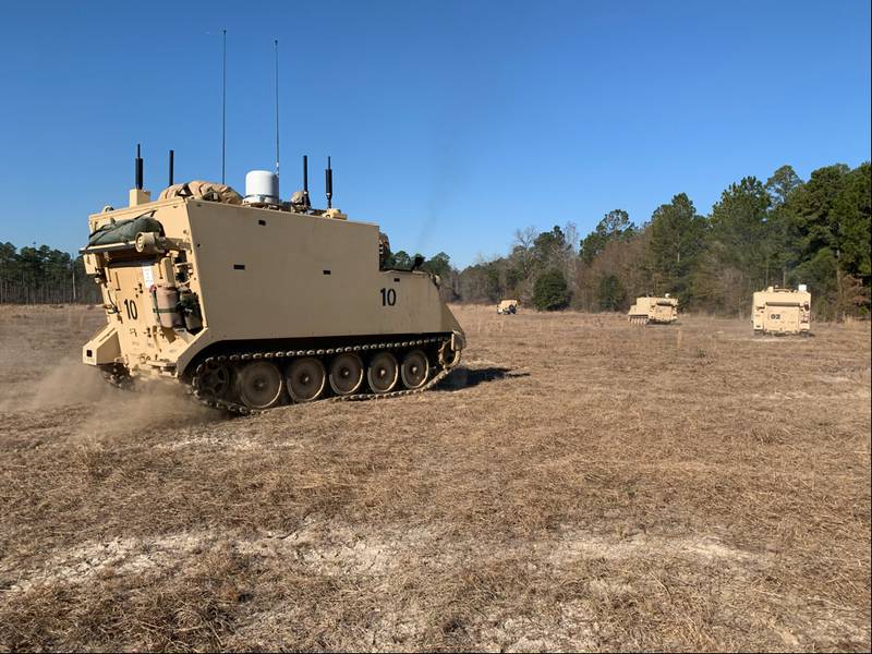 Soldiers assigned to the "Can Do Battalion" test and provide feedback on network equipment during the U.S. Army’s three-week pilot at Fort Stewart, Georgia, in February 2022.